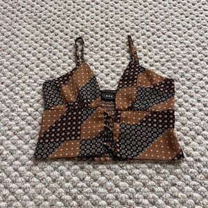 Cider Geometric Brown and Black Crop Top